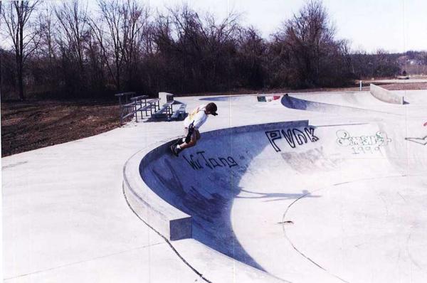 Skateboarder at a skate park