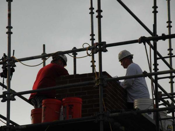 Crew Working on Masonry Repointing