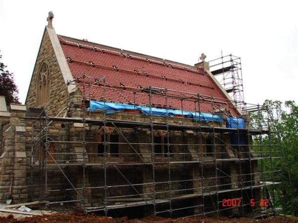 Stone Restoration on the side of a Church